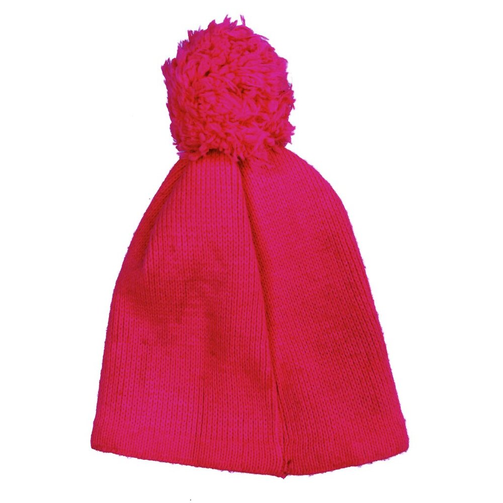 Vintage Wigwam Ski Knit Beanie Hat with Pompom Neon Pink - OS - Picture 4 of 5